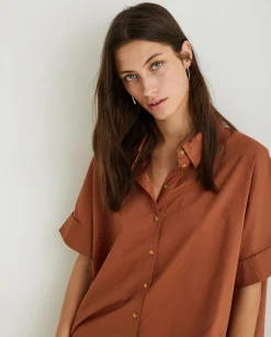 YERSE Dresses And Jumpsuits^Cotton Shirt Dress Chocolate