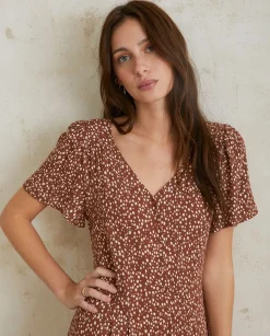 YERSE Dresses And Jumpsuits^Flowy Print Dress Chocolate