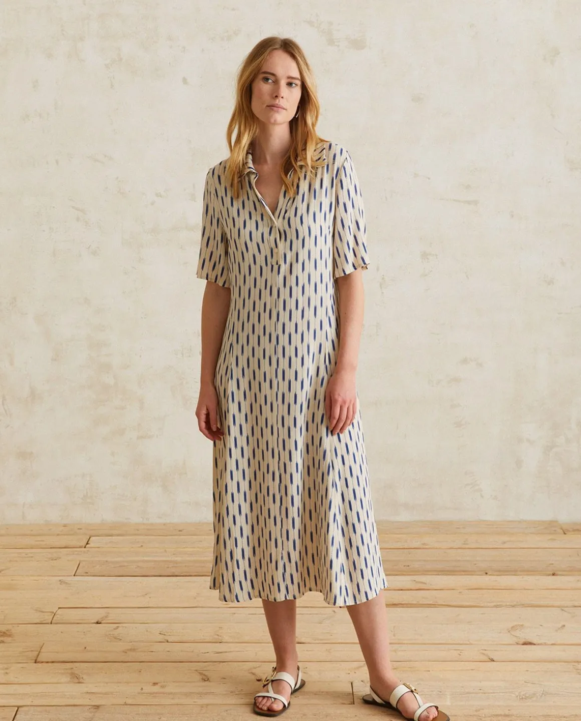 YERSE Dresses And Jumpsuits^Flowy Shirt Dress Ecru