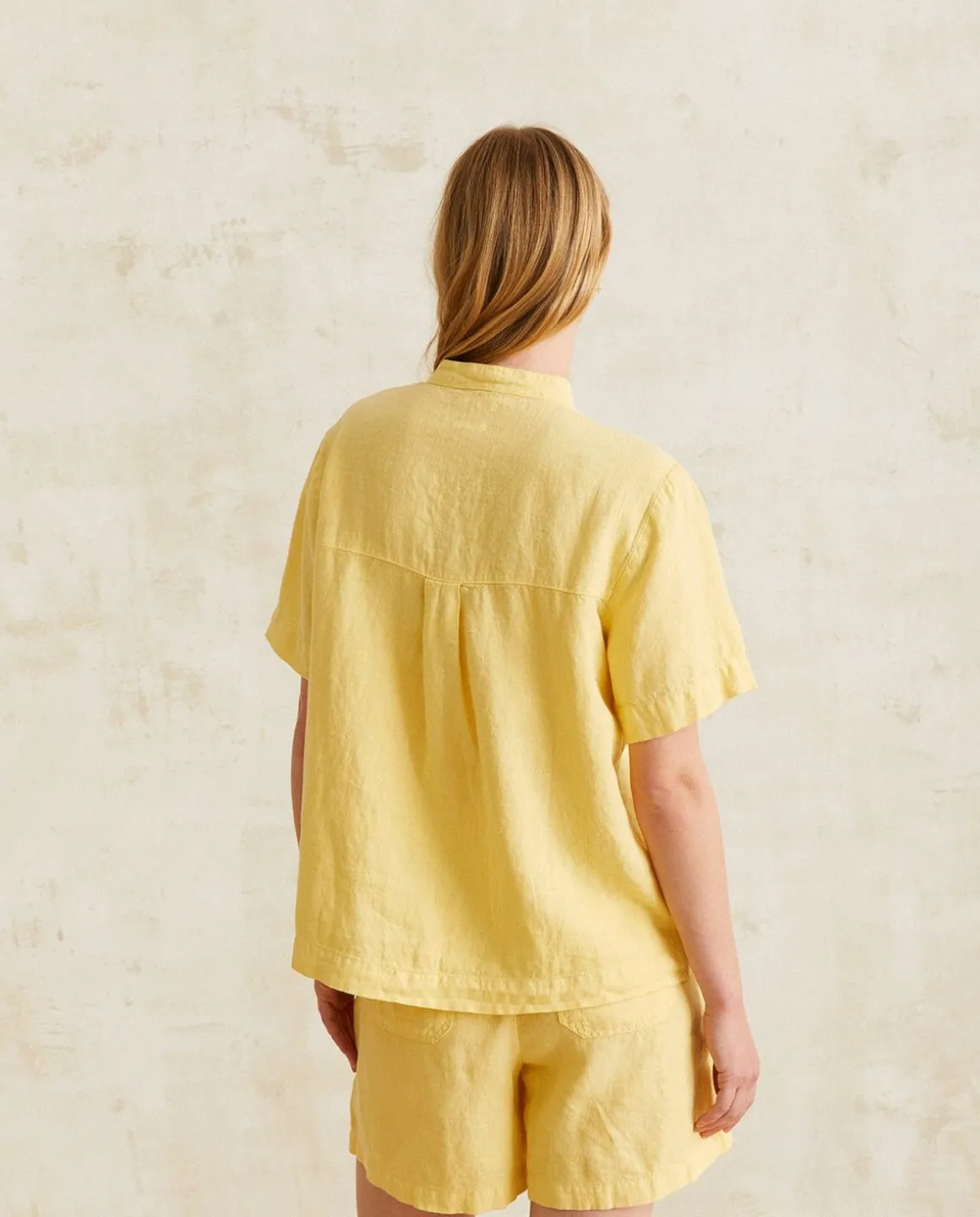 YERSE Trousers And Jeans^Linen Shorts Pockets Lemon