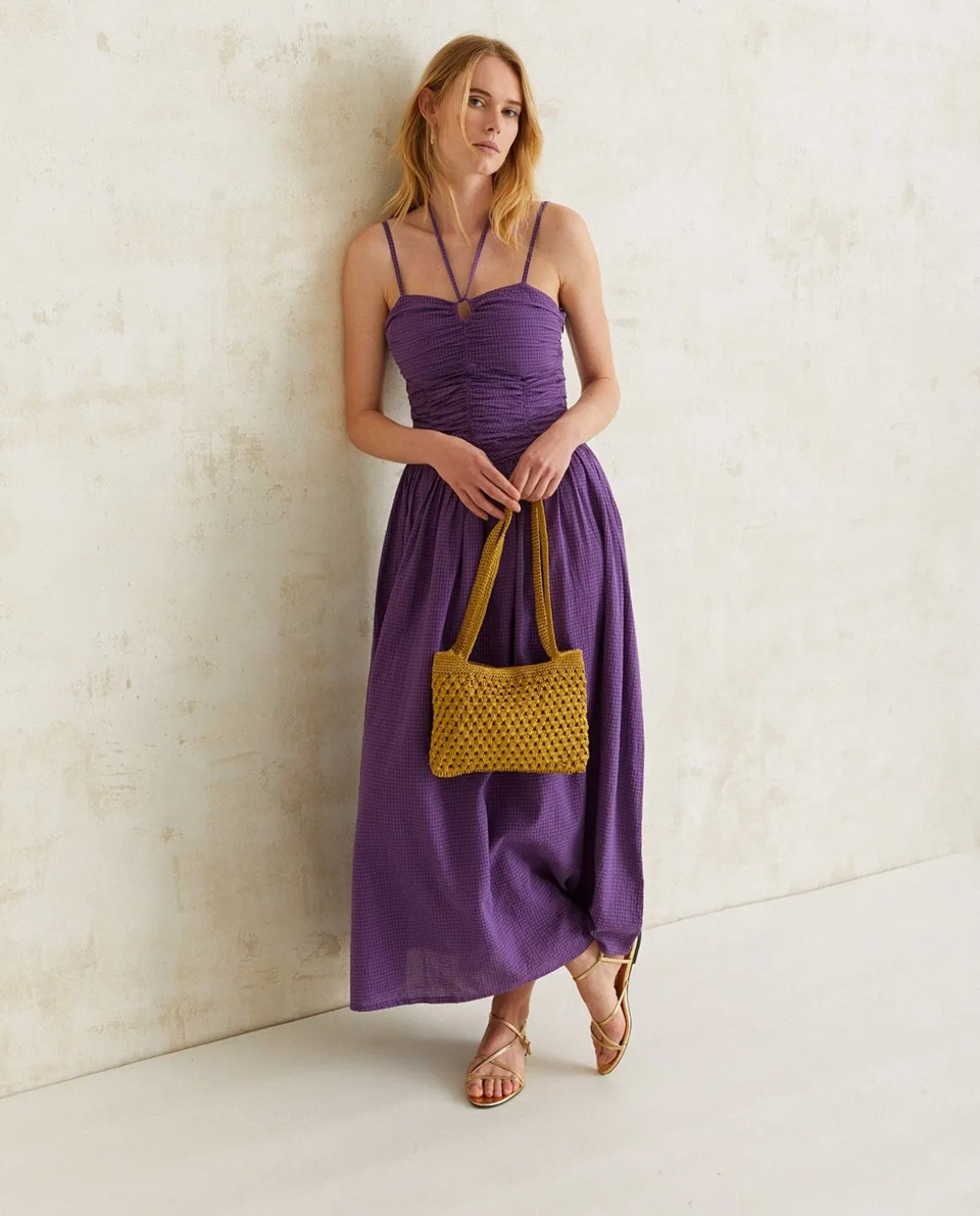 YERSE Bags^Metallic Crochet Bag Gold