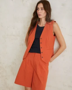 YERSE Trousers And Jeans^Pleated Bermuda Shorts Orange