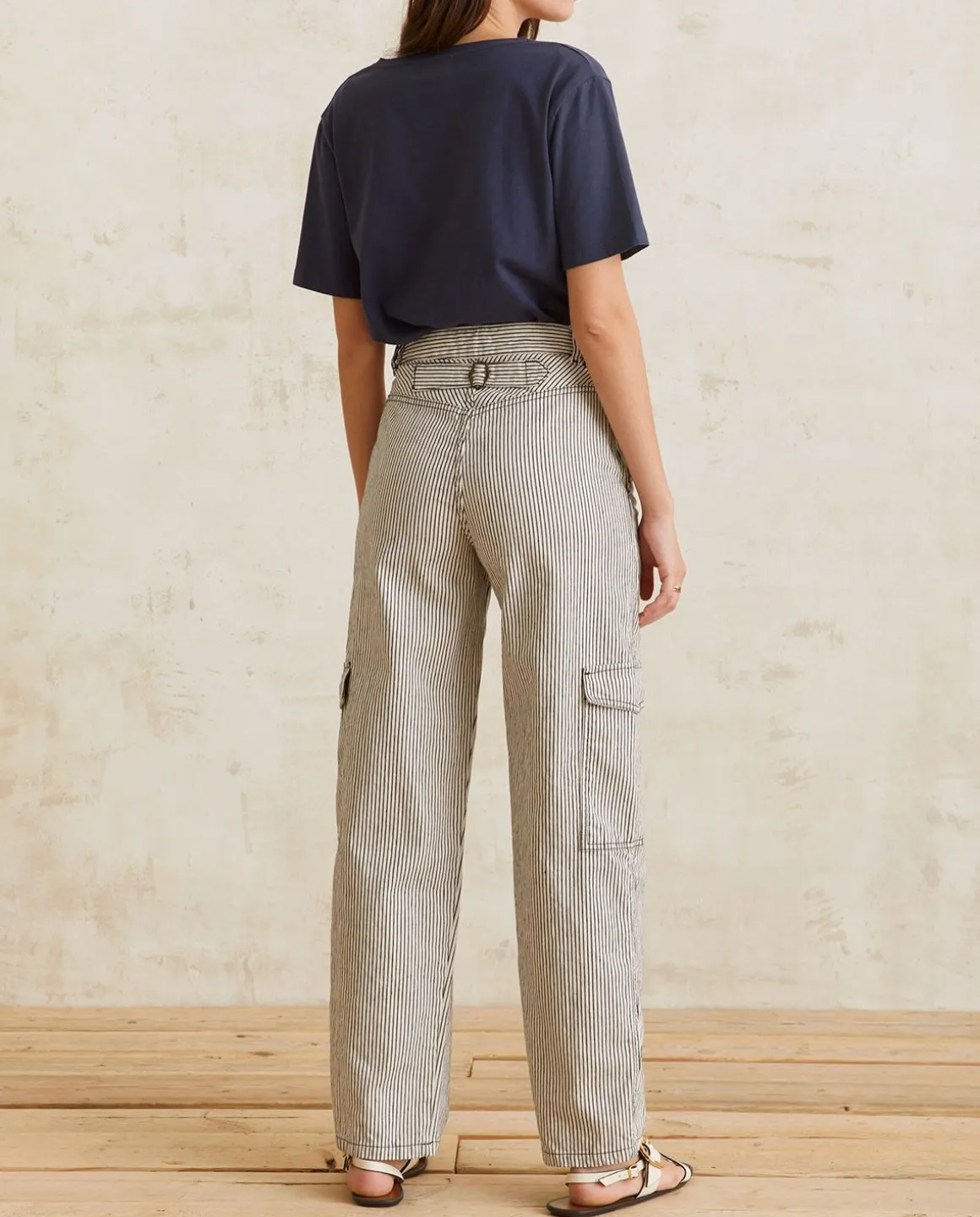 YERSE Trousers And Jeans^Striped Cargo Trousers Blue