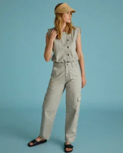 YERSE Trousers And Jeans^Striped Cargo Trousers Blue